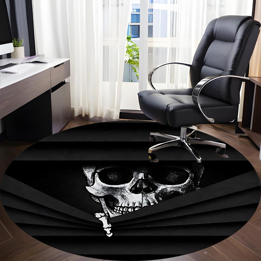 1pc Skull Pirate Office Round Area Rug,  Mat Suitable For Office, Under Office Chairs Bedroom Living Room Home Decor, Room Deco