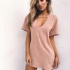 Летнее сексуальное свободное повседневное платье с глубоким v-образным вырезом и короткими рукавами для женщин