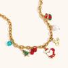 18K Gold Plated Santa Claus Pendant Necklace with Bell Charm for Women