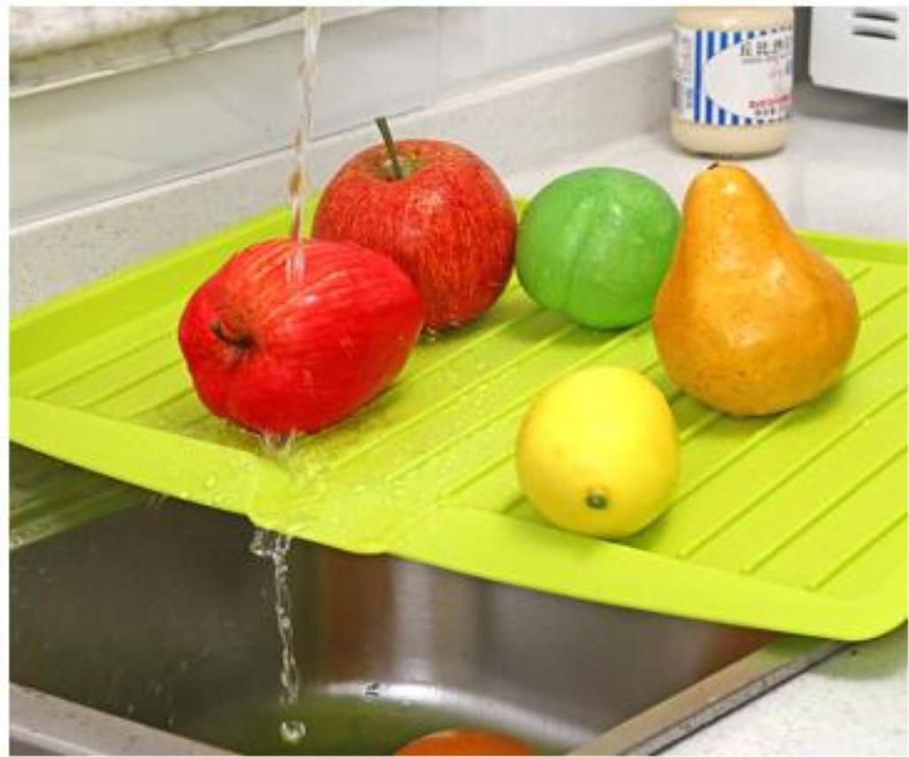 Rectangular Kitchen Drain Tray and Storage Rack for Fruits, Vegetables, and Tableware