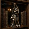 Таинственный Жнец в Капюшоне Готический Жнец Читает Книгу Статуэтка из Смолы, Мистический Череп Волшебника Фигурка Хэллоуин Акцент для Интерьера Настольный Декор для Книжной Полки,