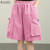 Women Summer Casual Elastic Waist Wide-Leg Shorts