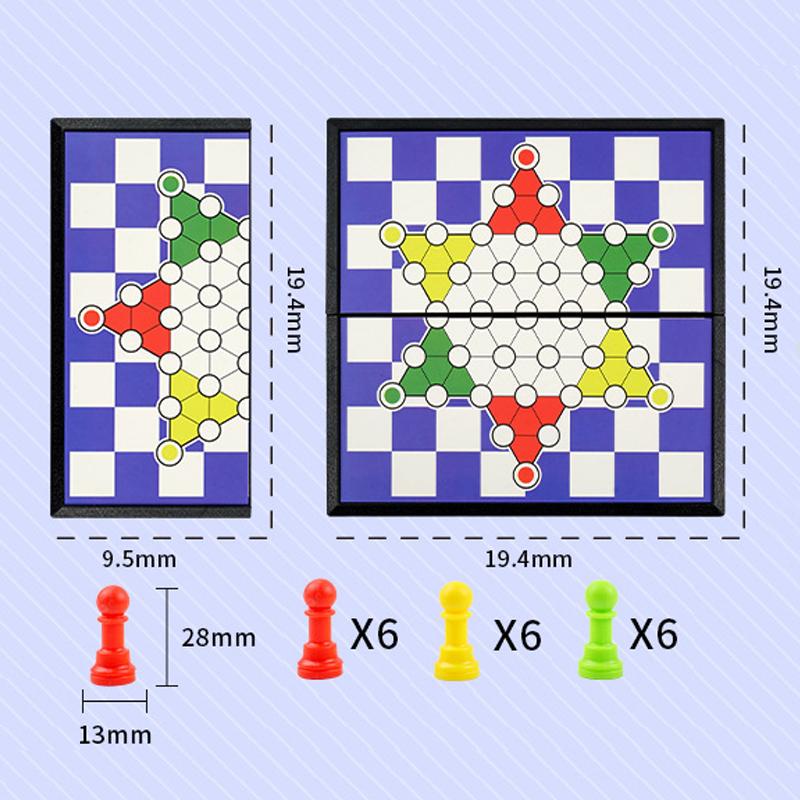 Portable Ludo Chess Backgammon Game Set Foldable Board Travel Family Kidsv Party Toy