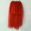Женская юбка из тюля с эластичной высокой талией, однотонная вечерняя юбка спереди, короткая сзади, длинная легкая юбка из тюля