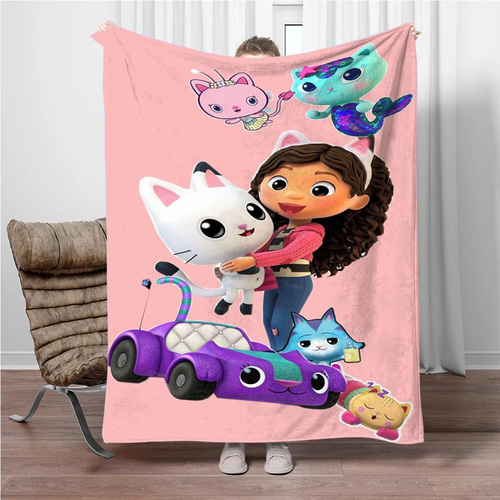 Cartoon G-Gabbys-Dollhouse Soft Flannel Blankets Keep Warm Throw Blanket Comfortable Blanket for Picnic Beds Sofa Home Bedroom