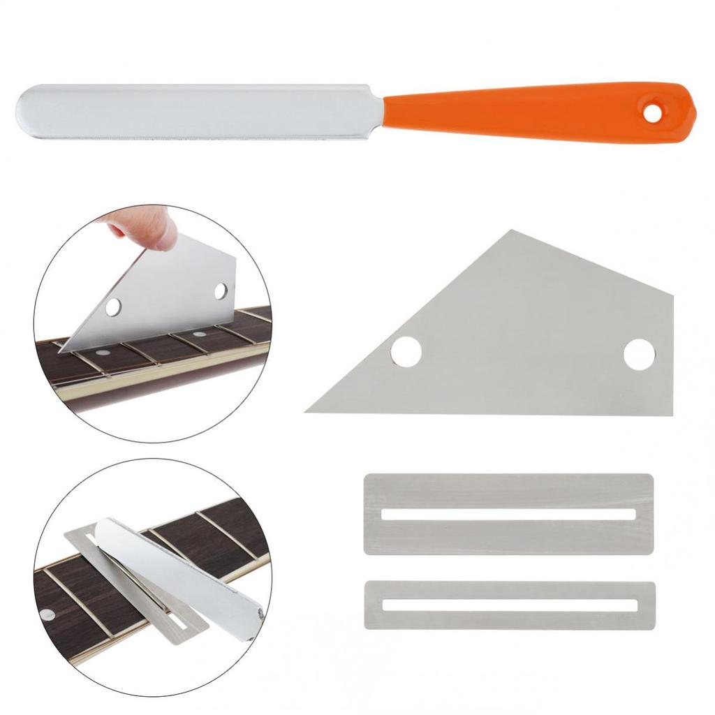 4 шт., набор инструментов для ремонта гитары с напильником для шлифования гитары, узкая двойная режущая кромка, выравнивающая линейка, защитные прокладки для ладов