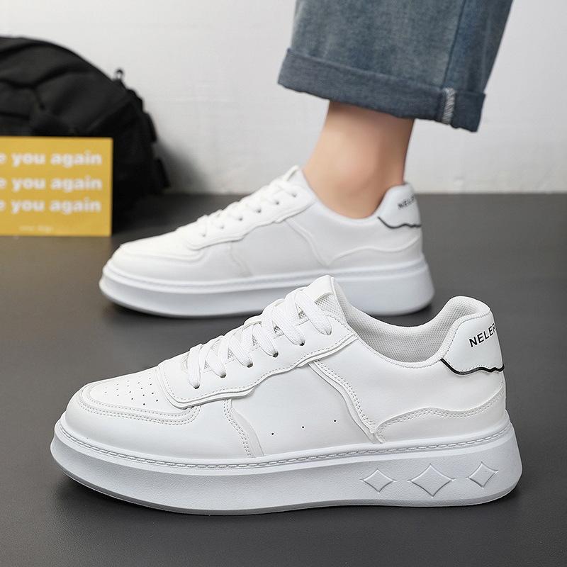 New Style of Summer Men's Shoes Breathable White Shoes for Men's Students Korean Style Versatile Thick-soled Sneakers Casual Board Shoes