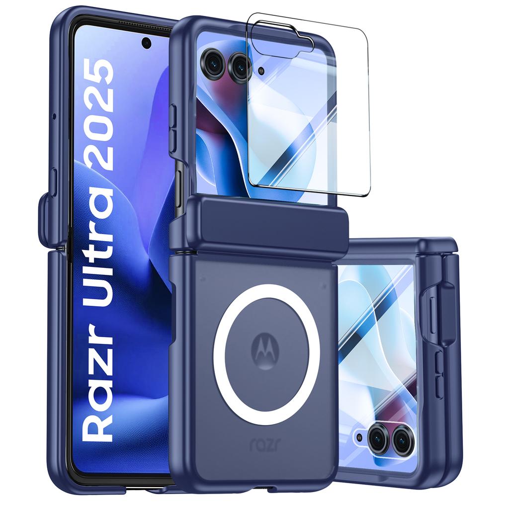 For Motorola Razr Ultra 2025 / Razr Ultra 2026 Magnetic Power,Slim Design,Screen Protector,Hinge Protection,Matte Shockproof Phone Case-Black