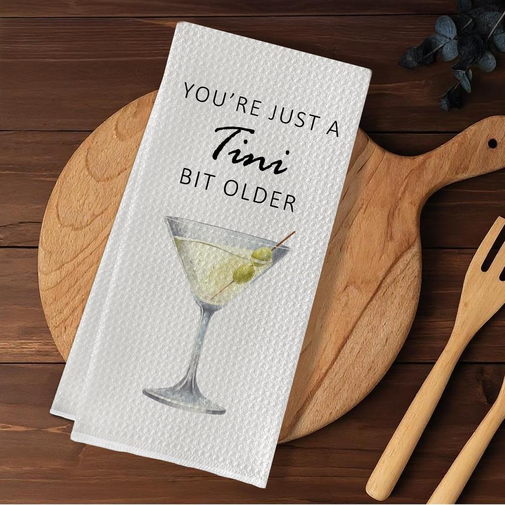 Martini Kitchen Towels,Funny Martini Dish Towels,Martini Gifts for Women,Martini Decor for Party Kitchen Bar Pub,16X24 Inches