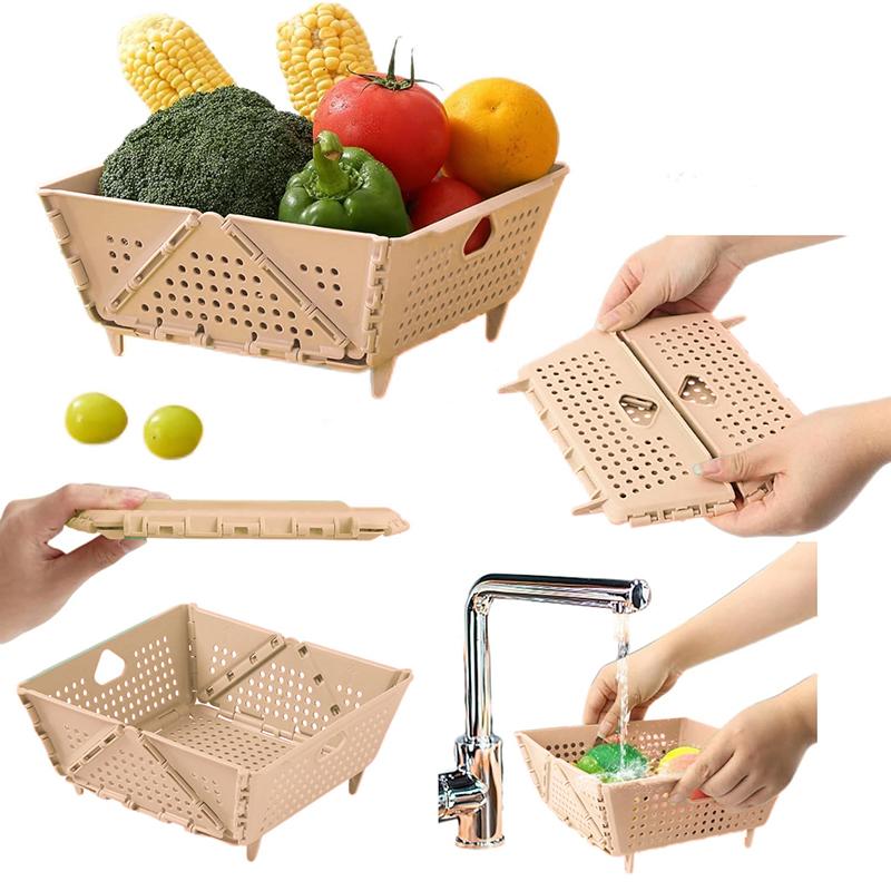 Утолщенные складные многофункциональные дуршлаги и сито для кухни, складная корзина для мытья, хранения и сушки пасты
