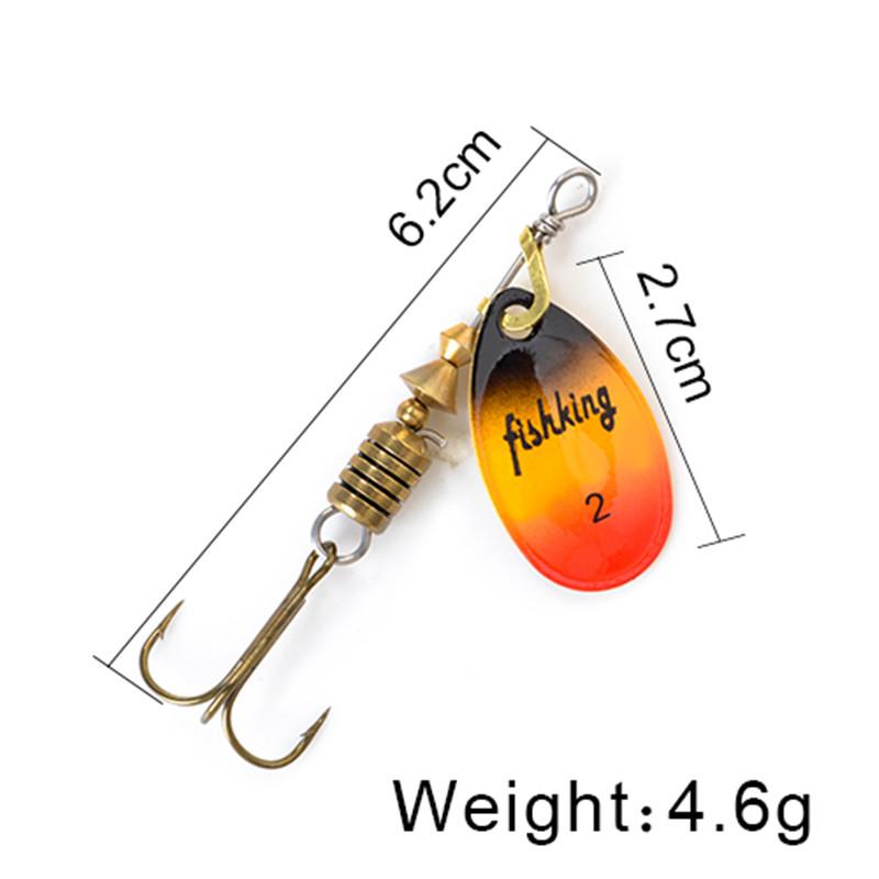 FISH KING Spinner Bait 3,9 г, 4,6 г, 7,4 г, 10,8 г, 15 г, приманки для ложки, металлические приманки для щуки с тройными крючками, искусственная приманка для окуня, рыболовная приманка