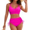 Womens High Waisted Bikini Sets Drawstring Swimsuits Crisscross Tie Back Bathing Suit