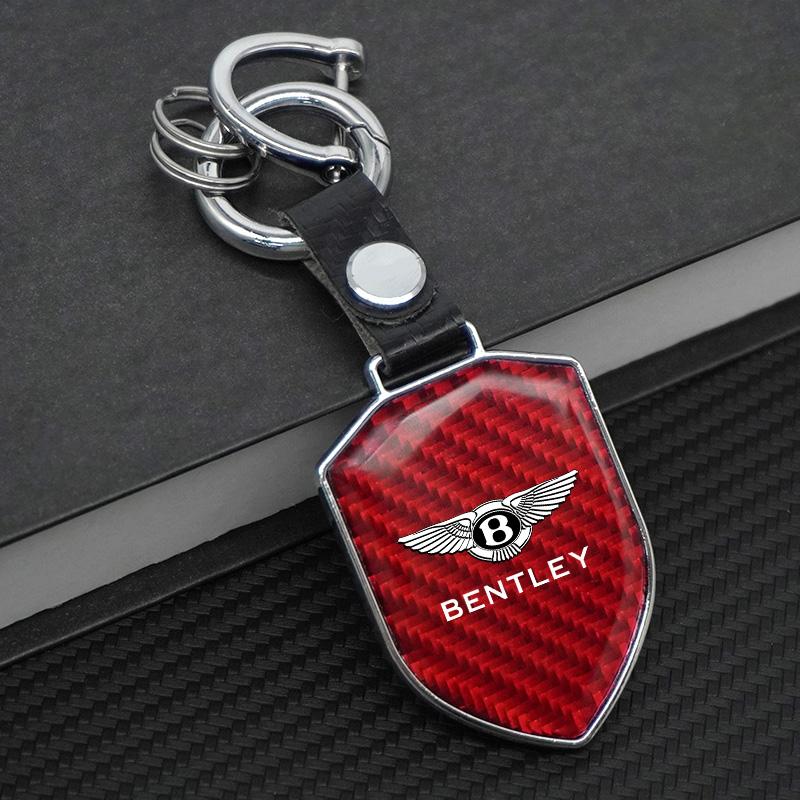 Carbon Fiber B-Bentley-B Car Keychain Keyring Key Ring Pendant for Bentley Continental GT MULLINER Bentayga Flying Hurtling Spur