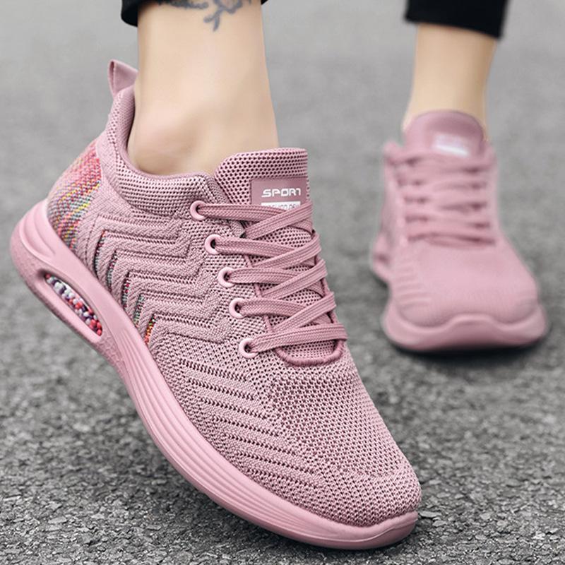 Shoes Women's Spring New Women's Shoes Air Cushion Shoes Flying Woven Casual Sports Shoes Women