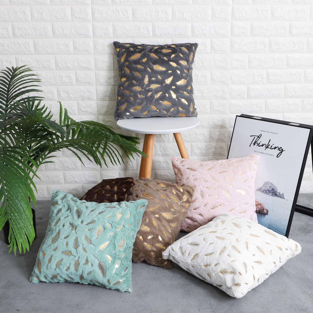 Decorative Pillowcase, Feathers, Light Pink
