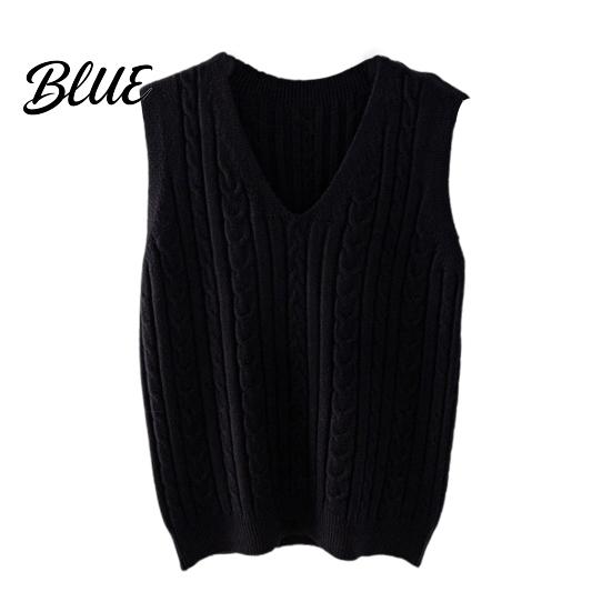 Solid Color V-neck Top Women Knitting Vest V-Neck Sleeveless Twist Texture Pullover Sweater Casual Daily Wear Layered Knit