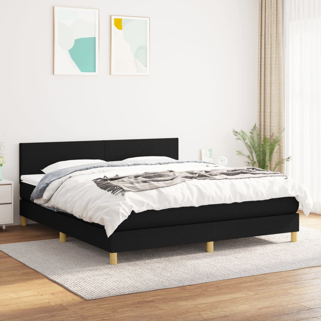 Box Spring Bed with Mattress Black 180 x 200 cm Fabric