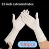Одноразовые латексные перчатки утолщенные для защиты при мытье посуды промышленные белые нескользящие резиновые перчатки