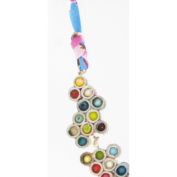 Collier long grappe multicolore