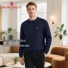 MONTAGUT Men's Winter Plush Lined Round Neck Knit Sweater