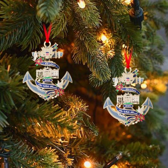2024 White House Pendant 2D Acrylic Christmas Hanging Ornament National Symbol Patriotic