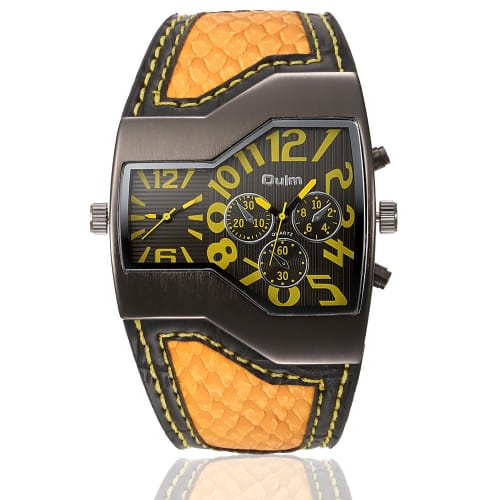 Men's Leather Watch (Yellow)