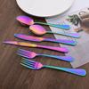 6Pcs Multi-Colors Rainbow Eating Utensil Set Dinnerware Set Cutlery Kit Fork Knife Stainless Steel Silverware Home Tableware Set