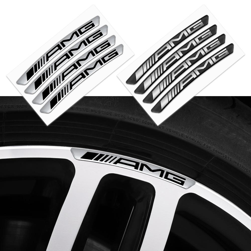 Для AMG W140 W168 W169 W176 W177 GLS GLB EQC CLS SLK A200 GLK A260 4 шт. 3D Алюминиевые Наклейки на Диски Колес Автомобиля Автоаксессуары