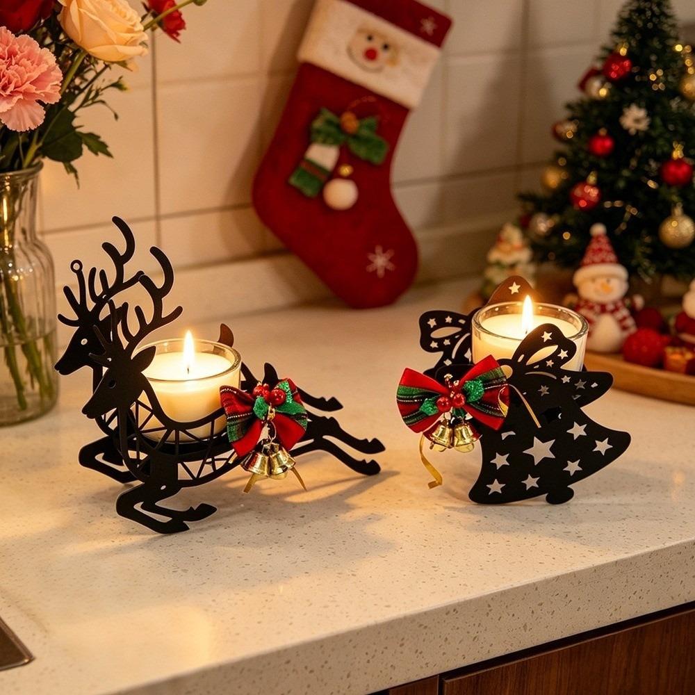Snowflake Xmas Desk Decoration Deer Elk Christmas Ornaments Christmas Candle Holder Christmas