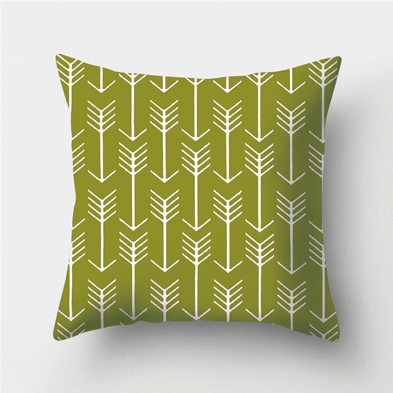 Green Geometric Pattern Throw Pillowcase Home Decor Square Wave Print Pillowcase Sofa Bed Decorative Pillowcase