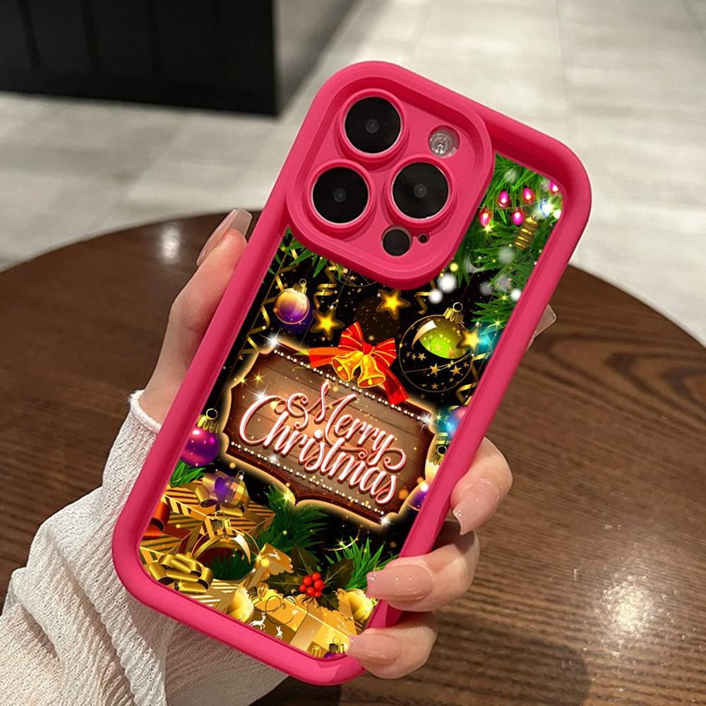 Чехлы для телефонов Ae113 Merry Christmas art Santa design art для iPhone 16 14 13 11 Pro Max 15 7 8 Plus 12 mini XR XS Max Angel Eye Ladder Protective Cover