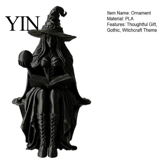 Halloween Table Decor 3D Printed Fortune Teller Figurine, Mystic Gypsy Statue for Shelf Dark Style Home Tabletop Display, Gothic Witch Sculpture with