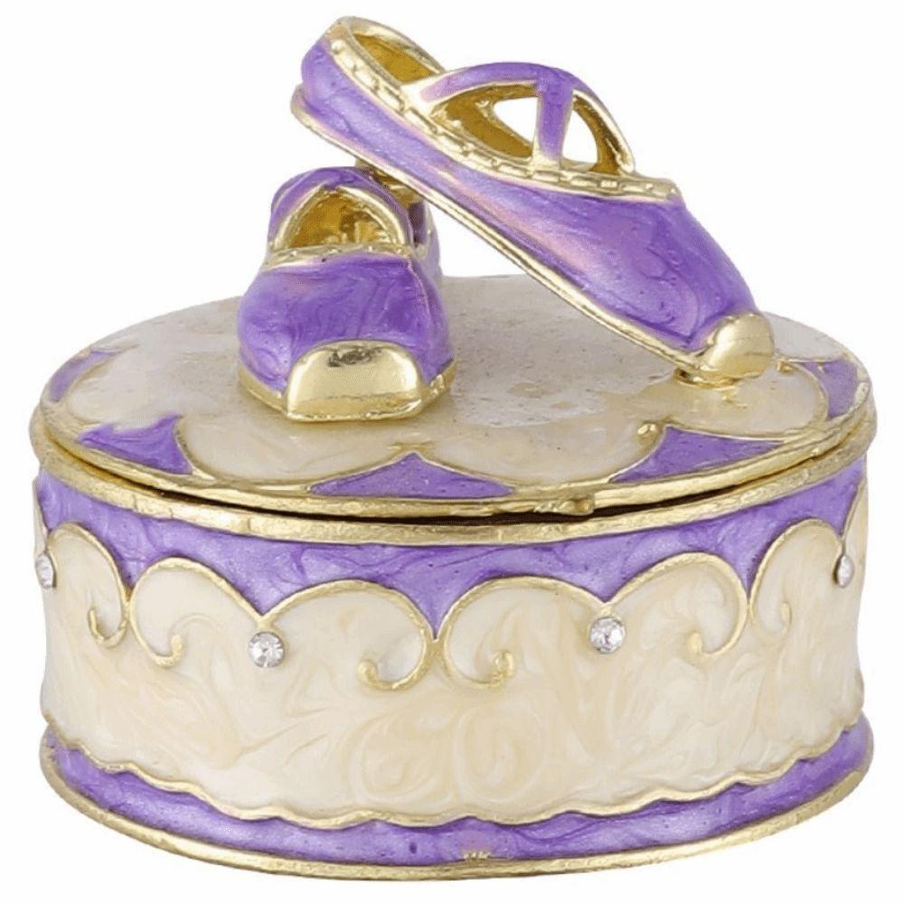 Hinged Lid Ballet Shoe Trinket Box Enamel Finish Decorative Keepsake Box Bedroom