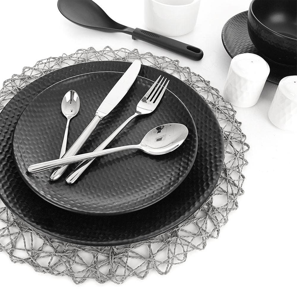 Black round paper table mat, 35 cm