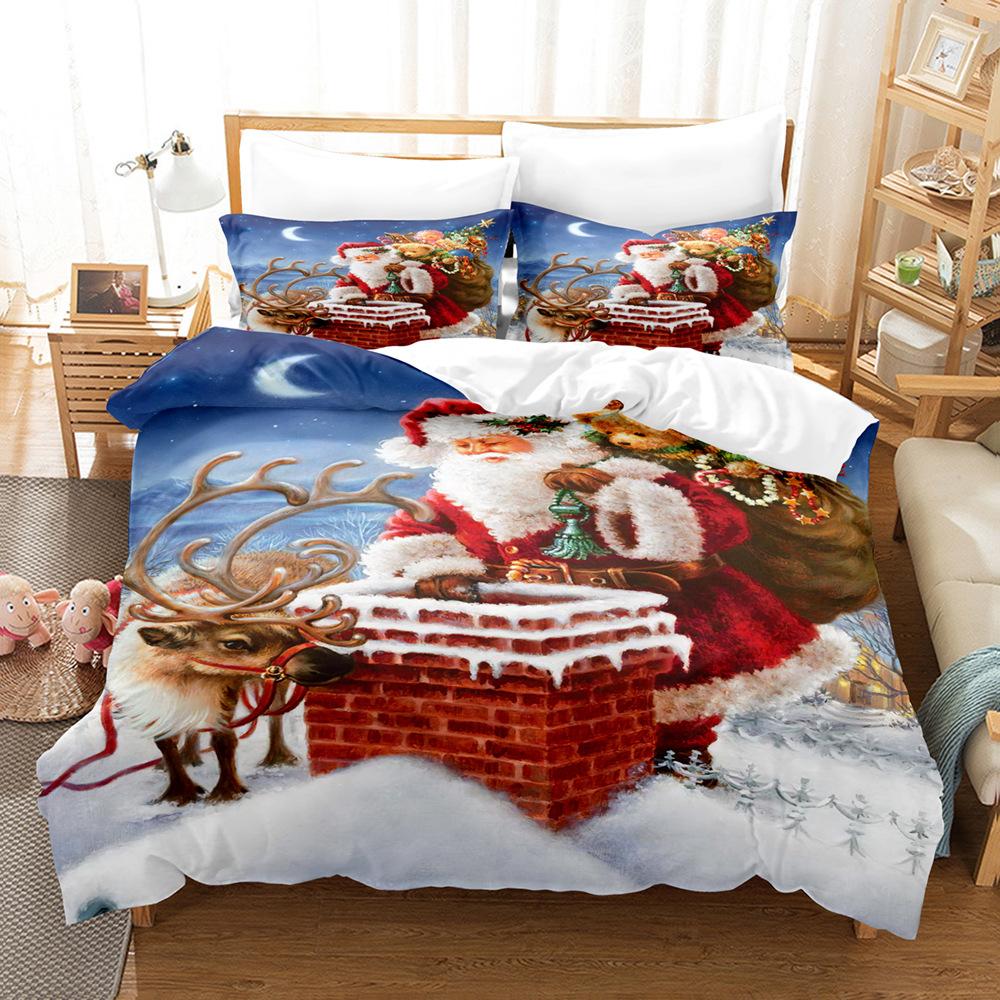 3D Merry Christmas Комплект постельного белья King Queen Bed Down Пододеяльник Наволочка 2/3 шт. Покрывало Happy New Year Роскошный домашний текстиль Подарок
