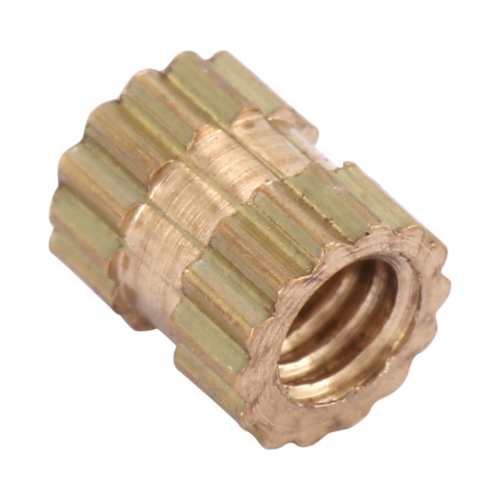 Латунный цилиндр M2,5 с накаткой и закладными гайками (M2.5*3*3.5; 100 шт)