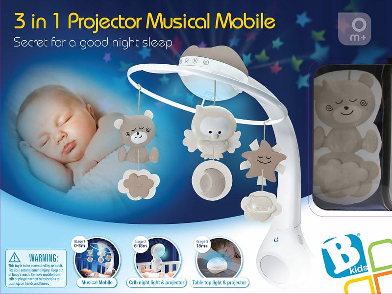 B-Kids Karuzela Elektroniczna Z Projektorem I Lampką 3W1 Beżowa