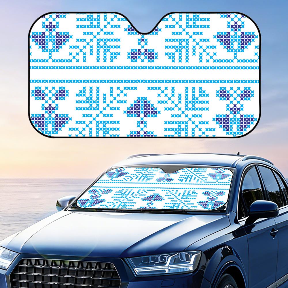 Ukrainian Slavic Pattern Sun Visor Foldable Car Windshield Sun Shade UV Protection Reflective Heat Insulation Reusable Cover