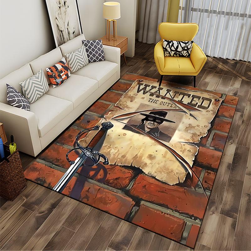 Wanted Poster with Sword Design suitable as a non-slip mat for the living room or bedroom sofa