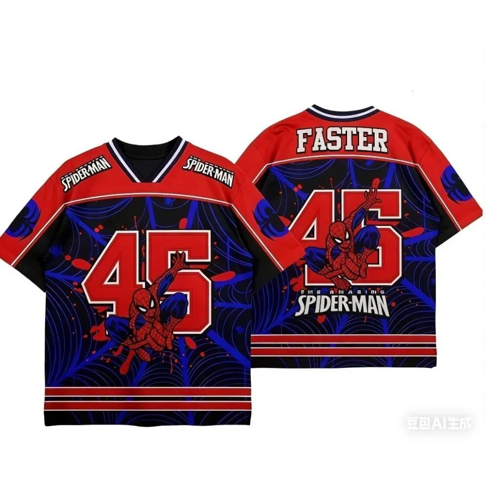 Summer Popular Spider Leisure Sports Street Fashion Home Couple Breathable T-shirt Short Sleeve V-neck Shirt