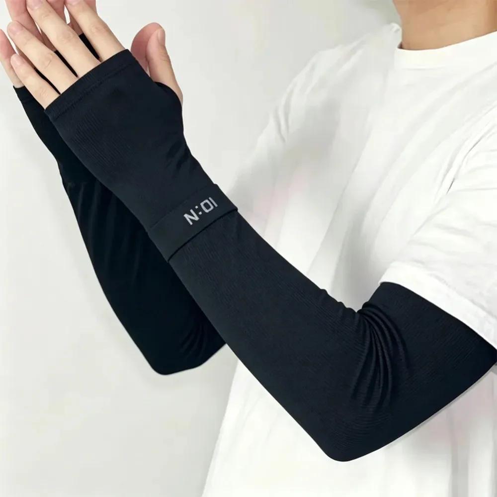 Xiaomi Summer Sun Protection Arm Sleeves Stylish Letter Design with Thumb Holes High Elastic Breathable Ideal for Cycling Unisex
