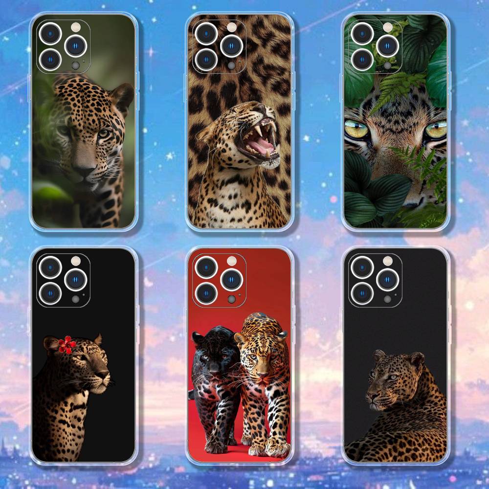 Cool Leopard Leopard Print Phone Case For iPhone 17,16,15,14,13,12,11 Pro,Max,Plus,XR,Mini,E Clear Full-coverage Soft Cover