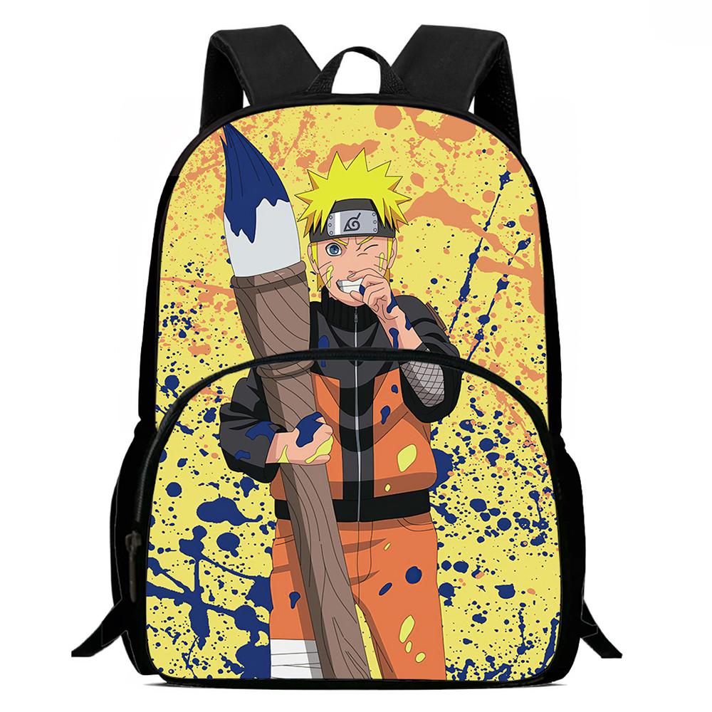 Рюкзак детский NARUTO Аниме Регулируемый ремень на плечо Передний карман Легкий прочный школьный рюкзак Для мальчиков и девочек Возраст 6-10 лет