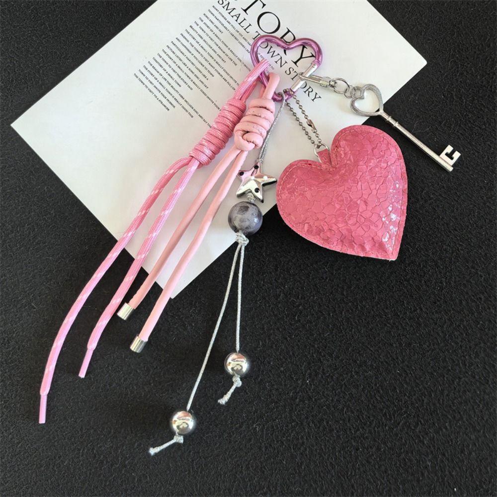 Leather Lovely Heart Key Chain Hanging Handmade Heart Keychain  Girls Couple Girlfriends