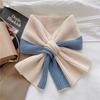 Knitting Shawl Wrap Mixed Color Neck Warmer Elegant Cross Scarf