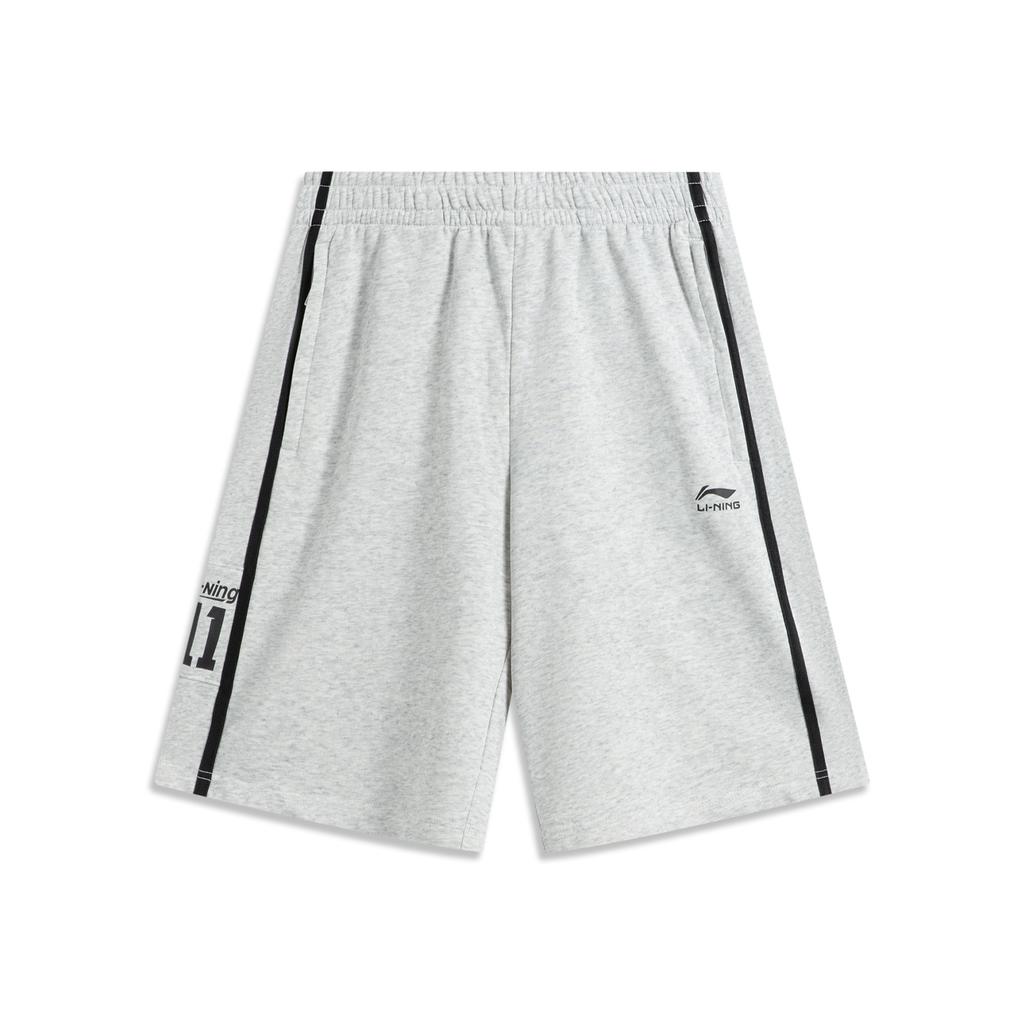 Li-Ning Sports Lifestyle Series Letter Elastic Simple Color Block Casual Shorts Men Shorts Flower-Gray Chuan-Stone-Gray AKSV279-3