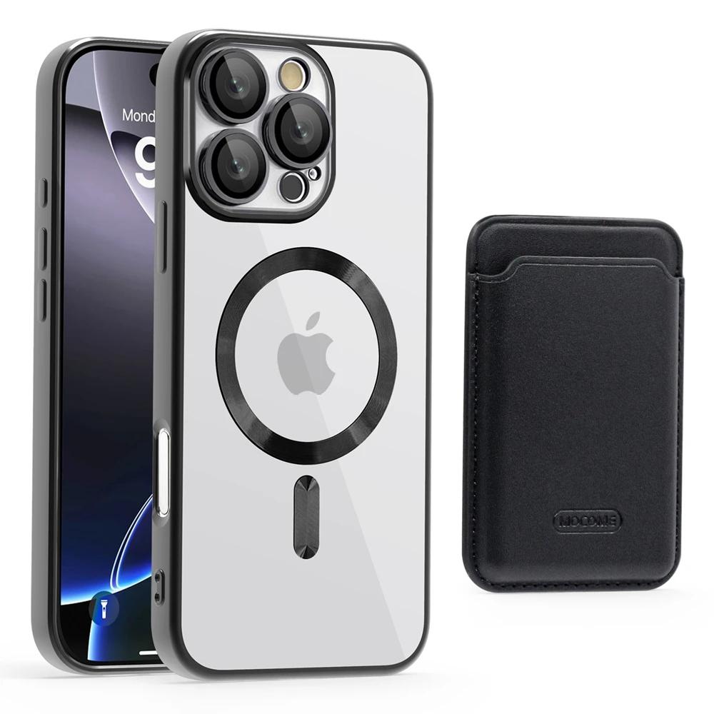 2 in 1 Detachable Card Holder Magnetic Wireless Charging Phone Cover For Magsafe Case for iPhone 16 Pro Max 15 Plus 14 13 12 11