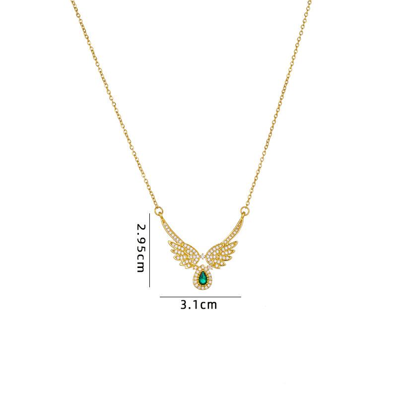 Trendy Shiny Zircon Angel Wings Choker Necklace Stainless Steel Chain Jewelry Gifts for Women Teen Girls