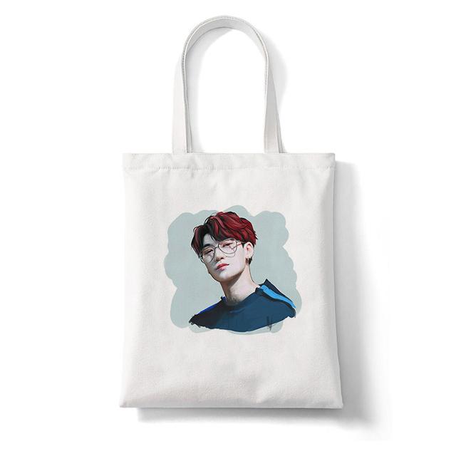 Сумка-шоппер Корея Ulzzang ATEEZ Kpop Комбинация хип-хоп с хипстерским принтом Сумки для покупок Эко-холщовая сумка-тоут для фанатов Pacakge Hand Bag