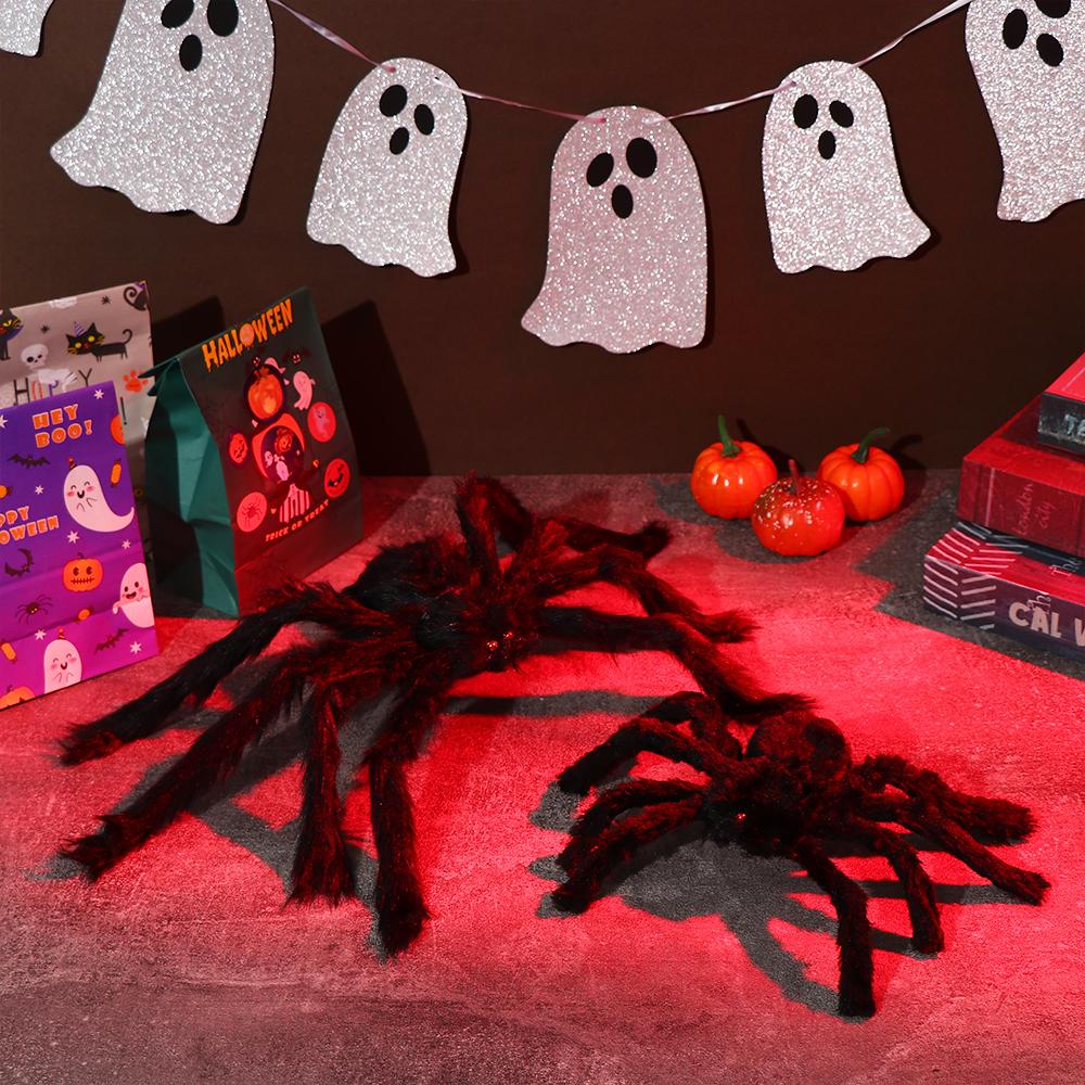Party Supplies Horror Atmosphere Black Plush Spider Haunted House Halloween Decoration Bar Ornament